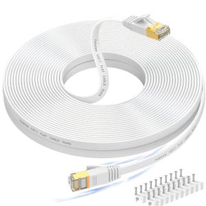 Ethernet Cable 75 ft, Supports Cat 8/ Cat 7 Standard High Speed Flat Design Long Ethernet Cable, Shielded RJ45 Network Cable for Routers, PS4, Backward Compatible with Cat 6e/Cat6/Cat 5e/Cat5 (75ft)