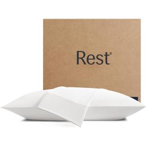 REST Evercool+ Cooling Pillowcases King - 2 Pillowcases for Sensitive Skin, Silver Infused Fabric for Hygienic Sleep, Silky Smooth for Curly Hair, High Elastic for Snug Fit (19x35 inches) (Arctic White)