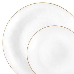 Organic Hammered Transparent White and Gold Rim Collection, Case of 120 (12 packs x 10)