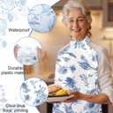 Unittype Disposable Bibs for Adults 25/50/100 Pcs Plastic Floral Bib Dining Clothing Protectors for Elderly Eating