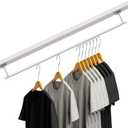 Closet Rail Hanging Closet Rod, 41" Any Angle Clothes Hanging Rail Under Stairs Storage Sloped Ceiling Mount Clothes Rod for Under Stairs Attic Bedroom Wall Mount(White)