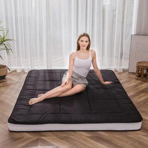MAXYOYO King Futon Mattress Foam Mattress Topper, Japanese Floor Mattress Foldable Mattress Futon Mattress Pad Guest Mattress, Extra Thick Folding Floor Couch for Adults, Black