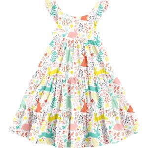 Vieille Toddler Girls Summer Dress Ruffle Sleeveless Casual Beach Sundress Tiered Swing Princess Dress for 2-8 Years