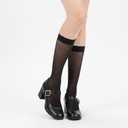 4 Pair Black Sheer Polka Dot Socks, Black Polka Dot Stockings for Women | Stretchy Knee High Polka Dot Stockings for Women, Girls (Black)
