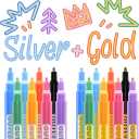 ARTISTRO Outline Markers - 16 Metallic Outline Pens, 5 Cards - Perfect for Doodling, Drawing and Calligraphy