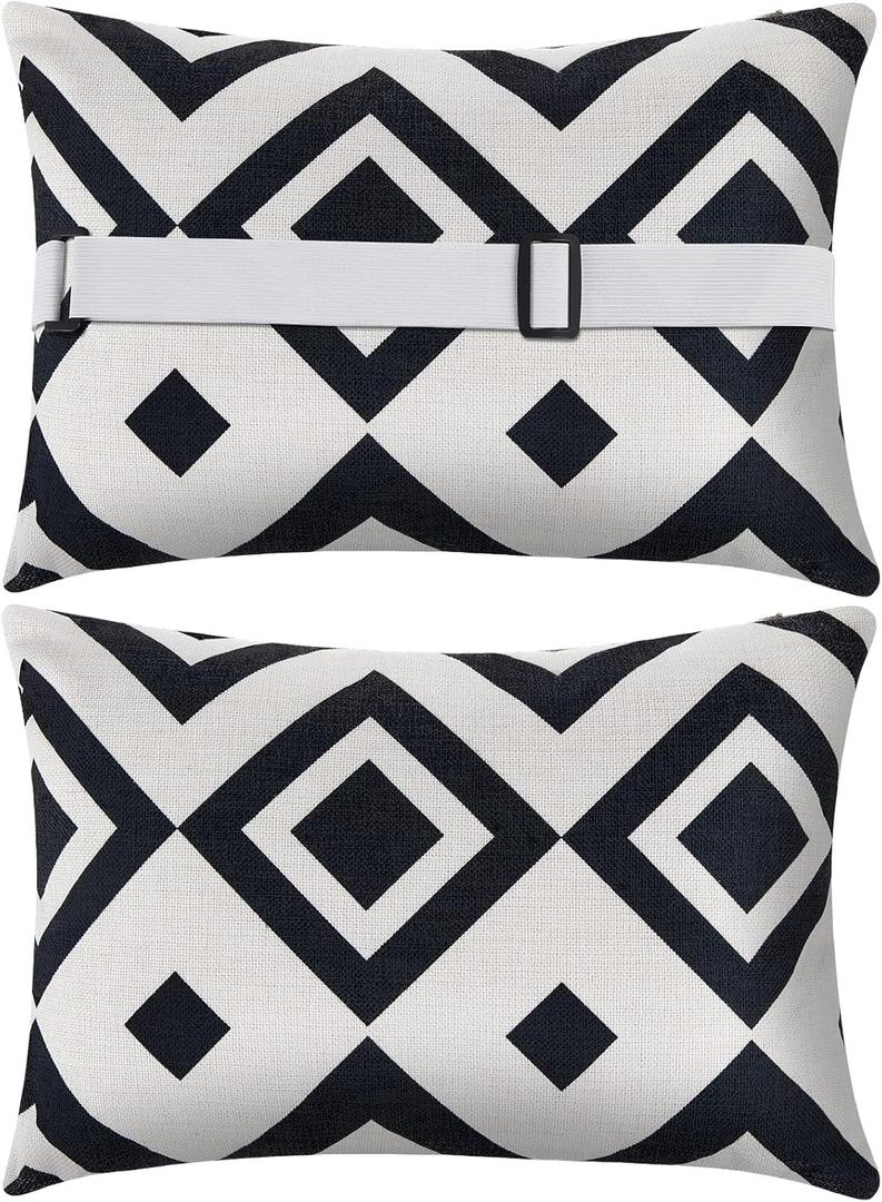 2 Pack Recliner Pillows for Head Chaise Lounge Head Resting Pillows Lounge Pillow Outdoor Lumbar Pillow for Recliner,Beach Chair,Office Chair Neck or Lumbar Attachment,Waterproof (Stripe Style)