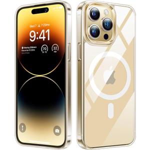 TORRAS Magnetic Clear for iPhone 14 Pro Case, Compatible with MagSafe, Never Yellow, 12 FT Military Grade Drop Tested, Protective Slim Thin Case for iPhone 14 Pro Phone Case, Clear Back/Clear Edge