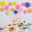 BestoFun 16 PCS Light Color Party Decorations Tissue Paper Flowers Pom Poms Decorations for Girl Groovy Birthday Baby Shower Wedding Bachelorette Room Wall Hanging Dcor