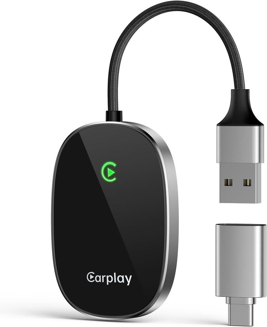 Wireless CarPlay Adapter 2024 Upgraded, Converts Factory Wired CarPlay to Wireless, Plug and Play Car Play Wireless Adapter, Compatible with iPhone Multi-User Seamless Connection (Black)