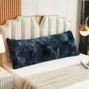 WERDIM Shaggy Fluffy Faux Fur Body Pillow Cover 21"x54" Button Closure Velvet Pillow Shams Throw Body Pillowcase Long Decorative Bed Pillow Case(Tie Dye Navy, 21 X 54 Inches)