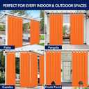 PureFit Outdoor Curtains for Detachable Sticky Tab Top Patio Waterproof  Weatherproof, UV and Fade Resistant Outside Curtains for Gazebo, Porch, Pergola, Privacy Curtain, 54 x 84 in, 2 Panels, Orange