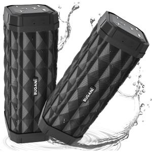 BUGANI Bluetooth Speakers, Portable Speakers, 100FT Range Bluetooth 5.0 TWS Pairing,IPX5 Waterproof Speakers Built-in Mic, 24H Play Type-C,Suitable for Outdoor Speakers at Travel/Party(2 Pack)
