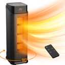 BREEZOME Space Heater Indoor, 1500W PTC Portable Electric Heaters for Home with Thermostat & 90 Oscillating, 24H Timer, Quiet Safety Ceramic Tower Heater with Remote for Bedroom Office