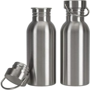 Yopay 2 Pack Sports Water Bottle, 12OZ Single Walled 18/8 Stainless Steel Water Bottle for Cyclists, Runners, Hikers, Beach Goers, Picnics, Camping, Leak Resistant, Uninsulate