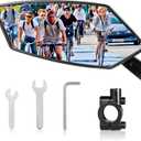 Bike Mirror Handlebar Mount 360 Adjustable, Wide Rear View Mirror Bicycle Mirrors for Handlebars with Scratch Resistant Glass, Bike Rear View Mirror for Scooter, Motorcycle, Bike Accessory Left