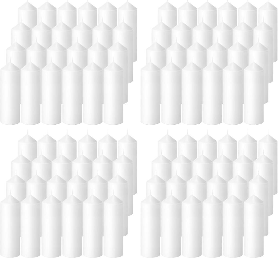 MTLEE Set of 40 White Pillar Candles 2x4 Inch Dripless Unscented Candle Bulk Large Clean Burning Smokeless Dinner Candles Long Burning Decorative Candles for Home Wedding Party Spa Bath