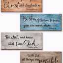 ZONWUTHY 4 Pieces Bible Verses Wall Decor Rustic Wooden Christian Signs Farmhouse Religious Decor for Home Motivational Prayer Wall Art for Living Room Office Bedroom Bathroom(Farmhouse,10x4)
