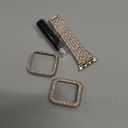 Supoix Compatible with Apple Watch Band 38/40/41/42/44/45/46/49mm+ Case, Women Jewelry Bling Diamond Rhinestone Replacement Metal Bands & 2 Pack PC Protector Case for iWatch Ultra 3/2/1 Series 11/10/9/8/7/6/5/4/3/2/1/SE (Champagne)