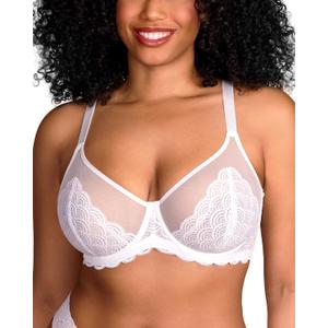 HSIA Minimizer Bras for Women Large Bust Full Coverage Lace Plus Size Bra - Mermaid Scales (White)