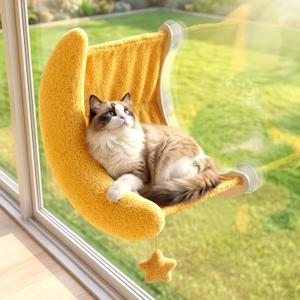 Cat Window Perch Moon Shape, Large Cat Hammock Bed Washable