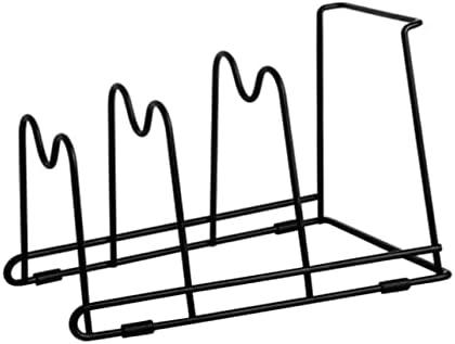 STOBAZA Pot Lid Organizer Pots and Pans Organizer Cutting Board Holder Frying Pan Rack Compact Kitchen Storage Rack Black