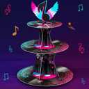 Censen 3 Tier Music Party Cupcake Stand Cardboard Music Birthday Party Cupcake Holder Musical Note Dessert Tower for Kids Music Theme Birthday Party Karaoke Baby Shower Supplies Decorations Supplies