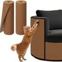 PowerKing Cat Scratch Furniture Protector, 78.7"x15.8" Self-Adhesive Cat Scratch Mat for Couch & Sofa, Trimmable DIY Cat Scratcher Pads for Indoor Cats (Brown)