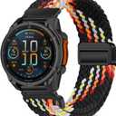 Quickfit 26mm Magnetic Braided Watch Bands Compatible with Garmin Fenix 8 Pro/Quatix 8/Tactix 8/Fenix 8 (51 mm)/7X Pro/7X/6X Pro/6X,Replacement Nylon Sport Strap for Women Men (Black Rainbow)