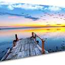 XXMWallArt FC2275 Jetty In The Sunset Lake Wall Art Canvas Prints Painting Nature Pictures Framed Landscape Paintings Canvas Wall Art for Living Room Bedroom Kitchen Home and Office Wall Decor, 60"L x 30"W