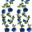 Felice Arts 2 Pack Royal Blue Artificial Floral Garland Each 6.5FT Fake Rose Vine Hanging Rose Garland for Wedding Flowers Table Centerpiece Arrangement Room Teepee Mirror Decor