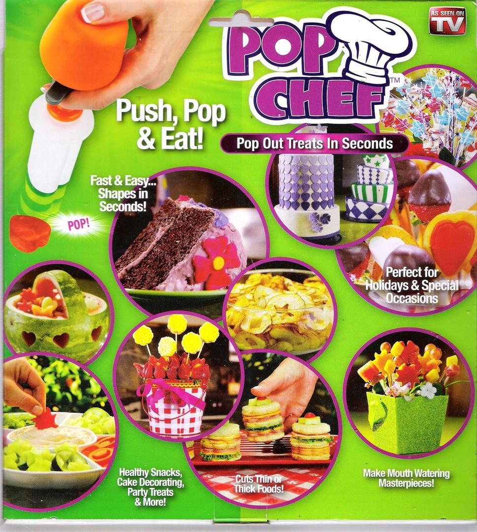 Chef Just Push Pop and Create Plastic Tool for Dry Fruits, Vegetable, Snack Fruit and Salad Decorator or Carving Cake Salad Party Kids