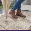 DEXI Ultra Thin Washable Entryway Door Mat 2x3, Abstract Small Rug with Non Slip Backing, Stain Resistant Low Pile Mats for Entry Patio Indoor Entrance, Khaki