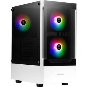 GAMDIAS White RGB Gaming ATX Mid Tower Computer PC Case with Side Tempered Glass Panel and a Magnetic Dust Filter & 3 Built-in 120mm ARGB Fans