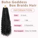 Boho Crochet Braids Human Hair Mixed 12 Inch Goddess Box Braids Crochet Hair with Curls Ends 9 packs Bohemian Braids (12Inch,1B)