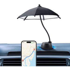 OUTXE Car Phone Umbrella for Sun, Suction Cup Phone Umbrella for iPhone/Android, 360Adjustable Cellphone Sun Shade for Car Dashboard, Vent