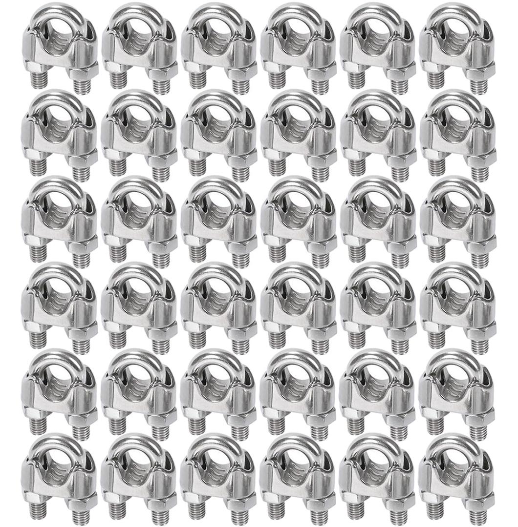 Venforze 36PCS M4 5/32"inch Wire Rope Clamp, 304 Stainless Steel M4 Wire Cable Clamps