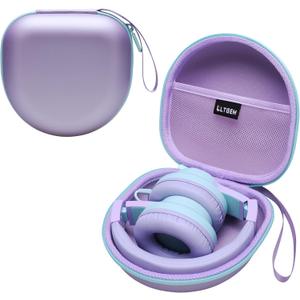 Kids Headphones Case Compatible with iClever BTH12 / HS19 / BTH26 / JoySpark-T5 / Candy Bila BH03 / EarFun/IMYB/MIDOLA MD-B01 / noot Products Foldable Kids Headphones, Purple+Green Edge (Case Only)
