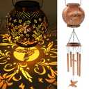 YJFWAL Hummingbird Wind Chimes for Outside, Gifts for Mothers Day Woman Mom Grandma,30" Metal Hanging Solar Lantern Wind Chimes Outdoor, Garden Decor Memorial Windchimes for Patio Porch Yard