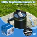 2 x 40 OZ Tumbler Lid Replacement Compatible for Stanley Quencher, 2 Pack Spill Proof Clear Tumbler Covers for Stanley Cup Accessories(Black)