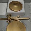 Gold Metal Martini Drink Table 9''x19.5'' Bow Pedestal Side Table Round Martini End Desk Small Cocktail Drink Stand for Small Spaces Nightstand Bedroom Couch Chair Vintage Decor