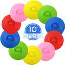 10 Pieces Silicone Cup Covers for Drinks 4. 13 Inch Anti-dust Silicone Cup Lids with Spoon Holder for Coffee Tea Mug Glass Airtight Seal Lids, 5 Bright Colors