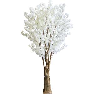 7FT Artificial Cherry Blossom Tree, White Faux Flower Tree for Home, Office, Wedding, Party & Outdoor Decor (2.1M)
