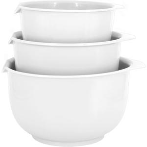 GLAD Mixing Bowls with Pour Spout, Set of 3 | Nesting Design Saves Space | Non-Slip, BPA Free, Dishwasher Safe Plastic | Kitchen Cooking and Baking Supplies, White