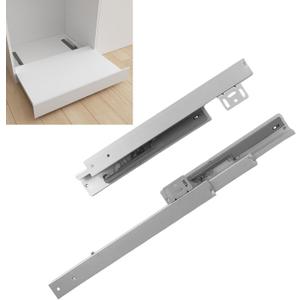 Undermount Shelf Drawer Slide Soft Close Bottom Support Under Mount Pull Out Drawer Track Full Extension Slide Out Drawer Glide Shelf Bracket for Kitchen Cabinet Trash Can Without Side Panel (10 Inch)