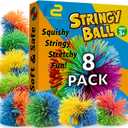 Stringy Balls 8 Pack & Sensory Toys for Kids: Stress Balls for Kids - Birthday Party Favors Gifts for Boys & Girls 4 5 6 7 8 9 10 Year Old Gift Ideas - Monkey Ball Party Pack Fidget Toy