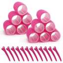 12 Piece Hair Roller Set with Clips, Self Grip Hair Rollers Hair Curler for Long Medium Short Hair, Random Color (3.6cm)