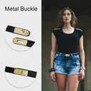 Women's Skinny Leather Belt With Adjustable Gold Alloy Turn-lock Rhinestone Buckle For Dresses, Jeans (Black)