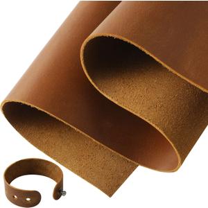 RingSun Bourbon Brown Genuine Leather Sheets for Crafts - Full Grain Tooling Leather (2mm), 12''X24''