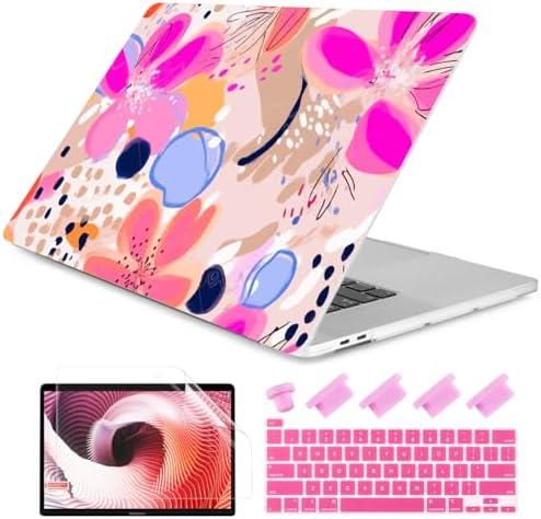DONGKE Compatible with Older MacBook Pro 16 inch Case 2020 2019 Release A2141 with Touch Bar Fits Touch ID, Plastic Hard Shell & Keyboard Cover & Screen Film - Floral Artistic