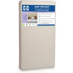 Sealy Baby Firm Rest Antibacterial Breathable Crib Mattress, Made in USA, GREENGUARD Gold Certified, 204 Steel Coils, 2 Stage, Toddler Bed Fit, Waterproof, Non Toxic, Safety & Quality Tested, 52x28" (Silver/Blue)